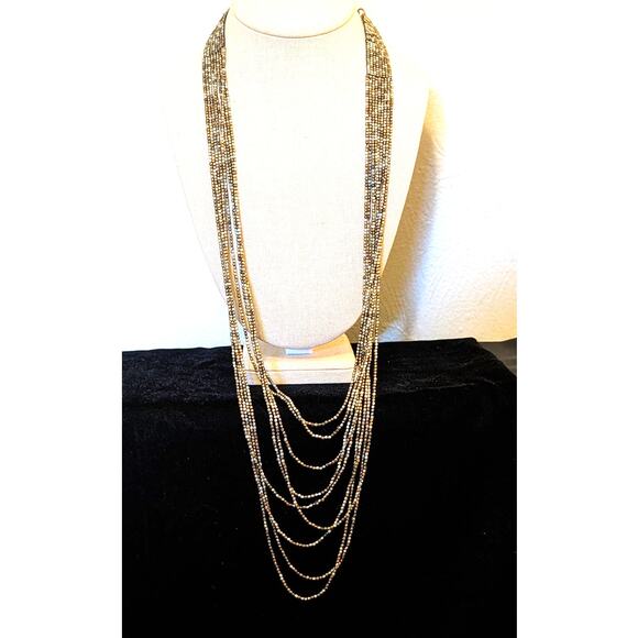 Spring Street Multi-Metallic Color Peyote Stitch Beaded Nine-Strand Necklace - Picture 1 of 8